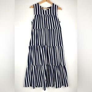 J. Crew Tiered Cotton Tank Dress Striped
